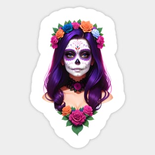 Floral Day of the Dead Girl Sticker